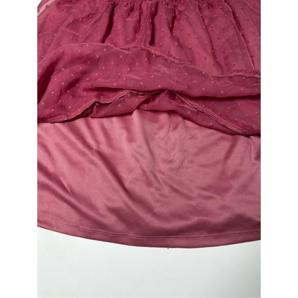 Nevena Rae Swiss Dot Ruffle Trimmed Mini Dress Dust Pink Size L Lined See Notes - Picture 12 of 16